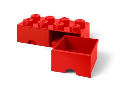 Boite de rangement LEGO tiroir empilable 4 tenons - Brique rouge