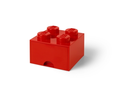 LEGO AUFBEWAHRUNGSSTEIN MIT SCHUBFACH UND 4 NOPPEN IN ROT (5006140)