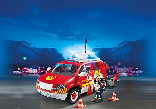 playmobil fire chief car