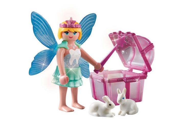 PLAYMOBIL Fée avec coffre à dents de lait et deux lapins (71758)