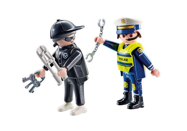 PLAYMOBIL Duo : Policier et bandit avec menottes et accessoires (71804)
