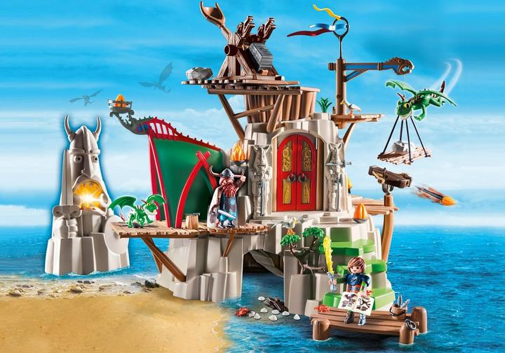 Playmobil 9243 DreamWorks Dragons Berk Island Fortress with Firing Cannons